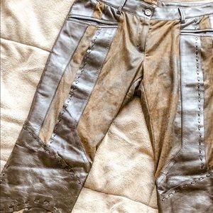 RARE ROBERTO CAVALLI BROWN LEATHER SUEDE PANTS 44